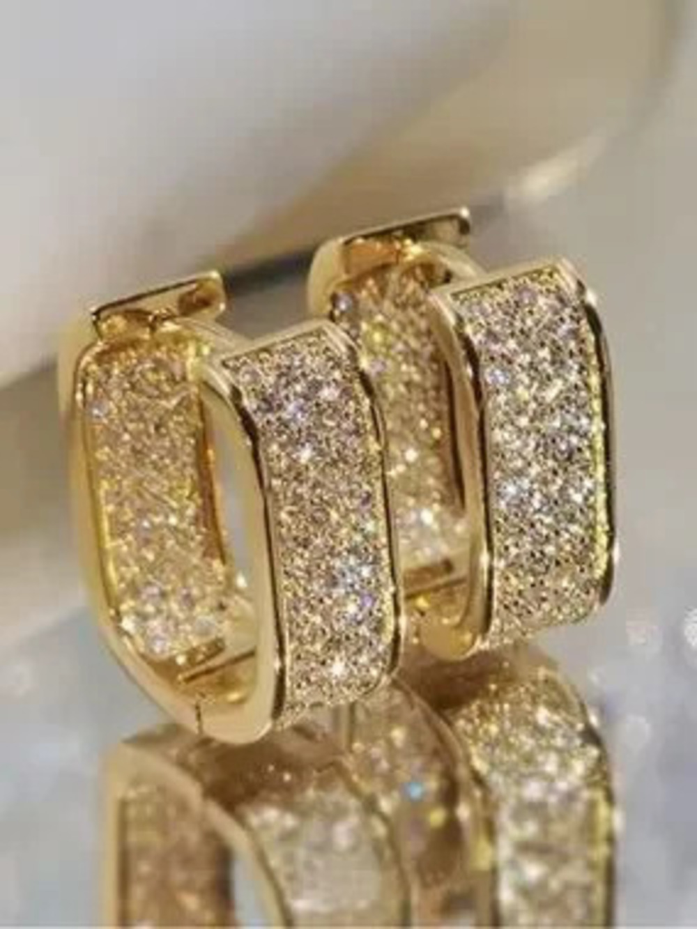 Gold Pave Mini Huggie Earrings